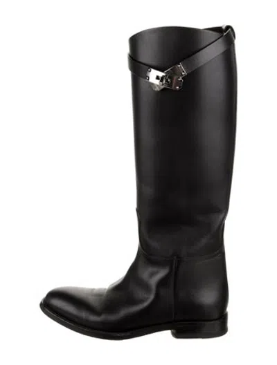Pre-owned Hermes Jumping Leather Riding Boots In Black