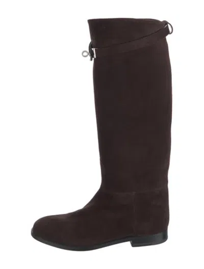 Pre-owned Hermes Jumping Suede Riding Boots In Brown