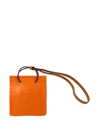 Pre-owned Hermes Leather Bag Charm In Orange