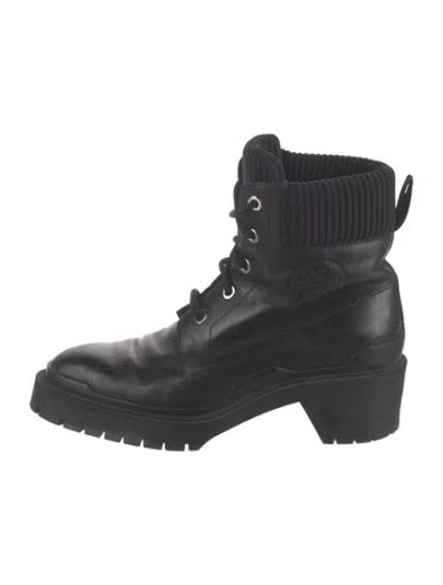Pre-owned Hermes Leather Combat Boots In Black