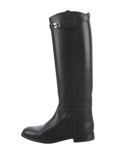 Pre-owned Hermes Leather Riding Boots In Black