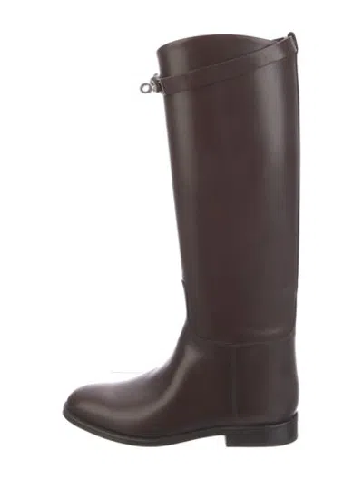 Pre-owned Hermes Leather Riding Boots In Brown