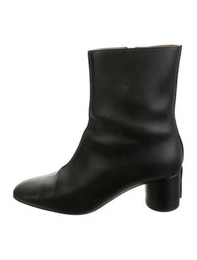 Pre-owned Hermes Leather Whipstitch Trim Boots In Black