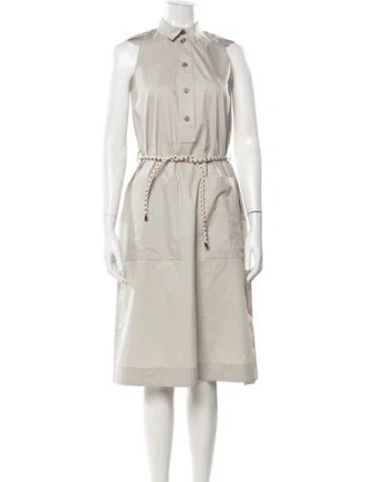 Pre-owned Hermes Midi Length Dress In Neutrals