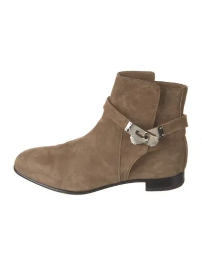 Pre-owned Hermes Neo Suede Boots In Brown