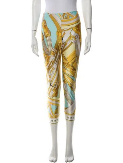 Pre-owned Hermes Nylon Straight Leg Pants In Yellow