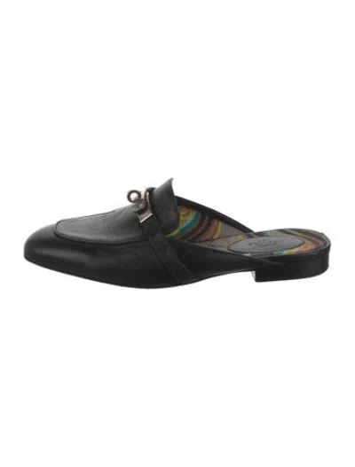 Pre-owned Hermes oz Leather Mules In Black