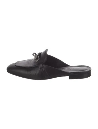 Pre-owned Hermes oz Leather Mules In Black