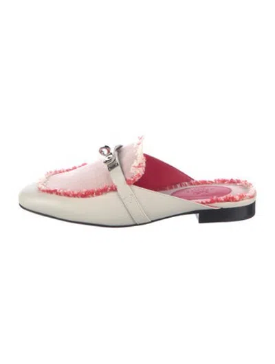 Pre-owned Hermes oz Leather Mules In Neutrals