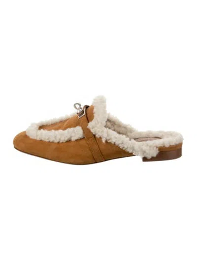 Pre-owned Hermes oz Suede Mules In Brown