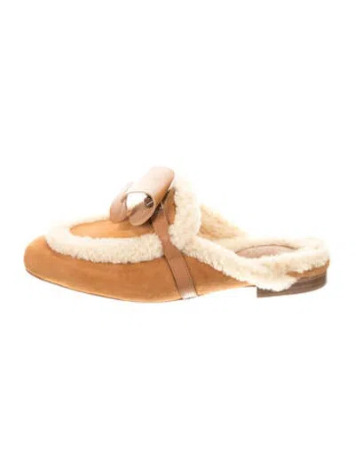 Pre-owned Hermes oz Suede Mules In Neutrals