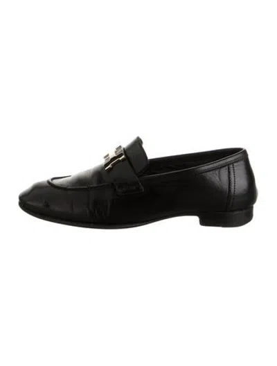 Pre-owned Hermes Paris H Logo Loafers In Black