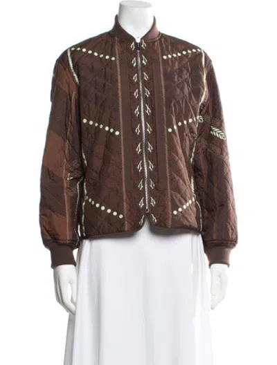 Pre-owned Hermes Patterned Bomber Jacket In Brown