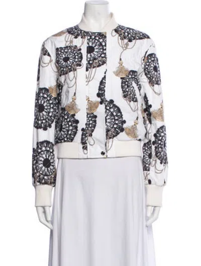 Pre-owned Hermes Patterned Bomber Jacket In White