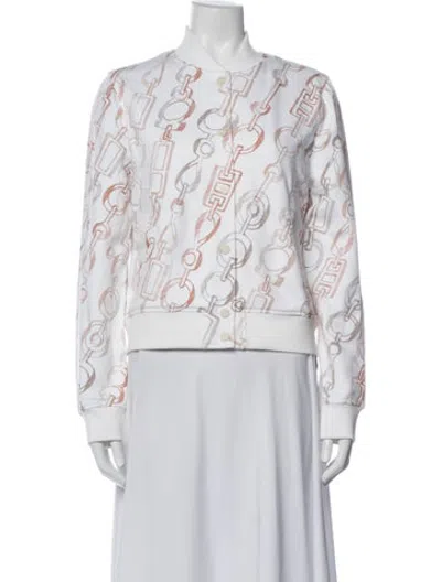 Pre-owned Hermes Printed Bomber Jacket In White