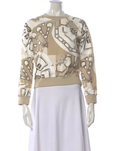 Pre-owned Hermes Printed Crew Neck Sweatshirt In Neutrals