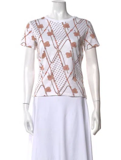 Pre-owned Hermes Printed Crew Neck T-shirt In Neutrals