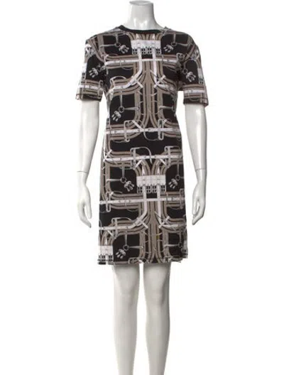 Pre-owned Hermes Printed Mini Dress In Black