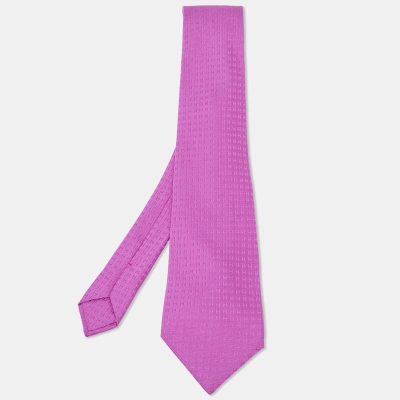 Pre-owned Hermes Purple H Patterned Silk Traditional Tie