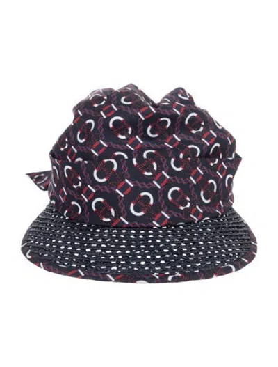 Pre-owned Hermes Raffia Silk Gemini Cap In Blue
