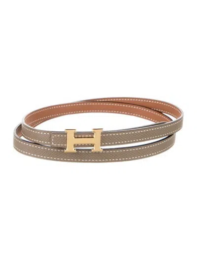 Pre-owned Hermes Reversible 13 Mm Mini Constance Belt In Neutrals