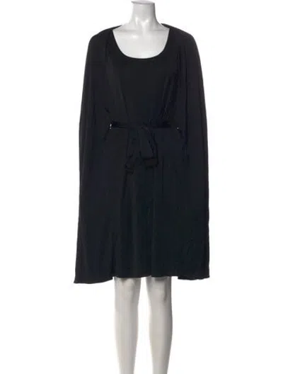 Pre-owned Hermes Scoop Neck Midi Length Dress In Black