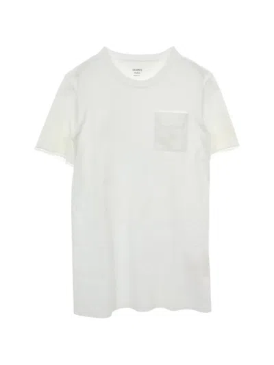 Pre-owned Hermes Shirt Lace Cotton Dress In White