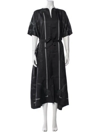 Pre-owned Hermes Silk Long Dress In Blue