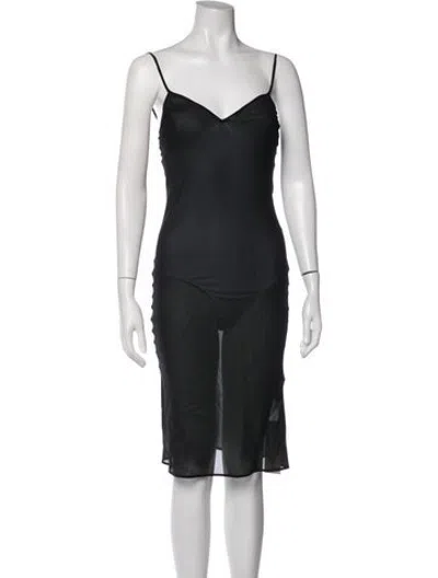 Pre-owned Hermes Silk Midi Length Dress In Grey