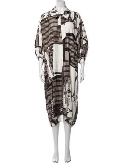 Pre-owned Hermes Silk Midi Length Dress In Multicolor