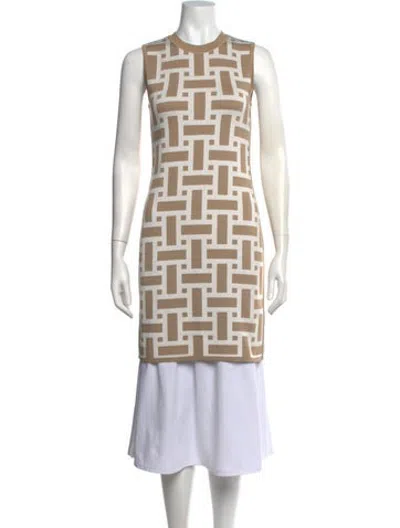 Pre-owned Hermes Silk Midi Length Dress W/ Tags In Brown