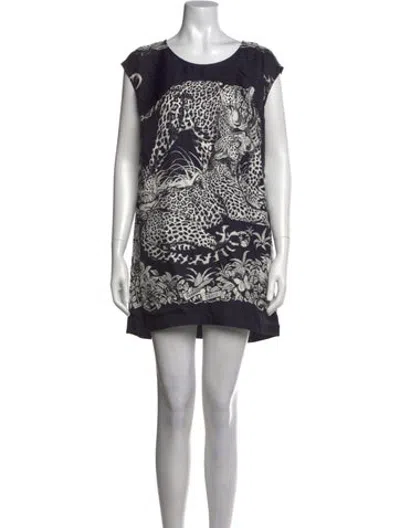 Pre-owned Hermes Silk Mini Dress In Blue