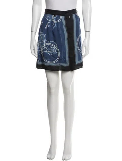 Pre-owned Hermes Silk Mini Skirt In Blue
