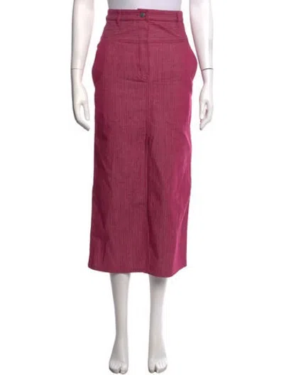 Pre-owned Hermes Striped Midi Length Skirt In Pink
