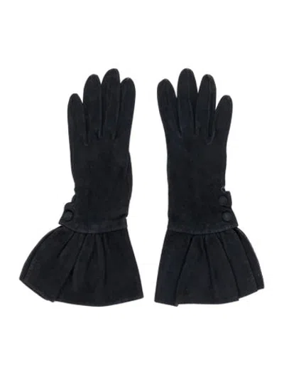 Pre-owned Hermes Suede Gloves In Blue