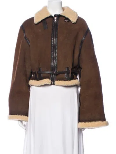 Pre-owned Hermes Vintage 2005 Shearling Jacket In Brown