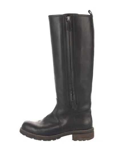 Pre-owned Hermes Vintage Leather Riding Boots In Black