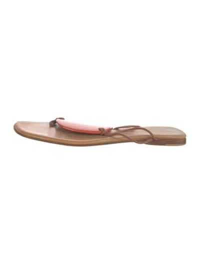 Pre-owned Hermes Vintage Medallion Flip Flops In Brown