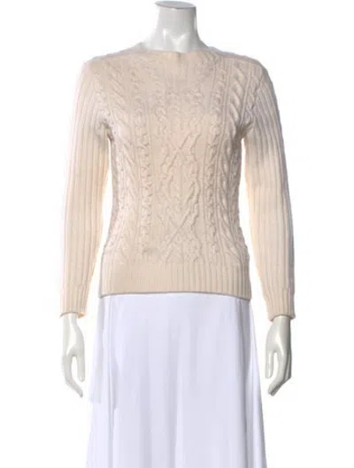 Pre-owned Hermes Virgin Wool Crew Neck Sweater In Neutrals