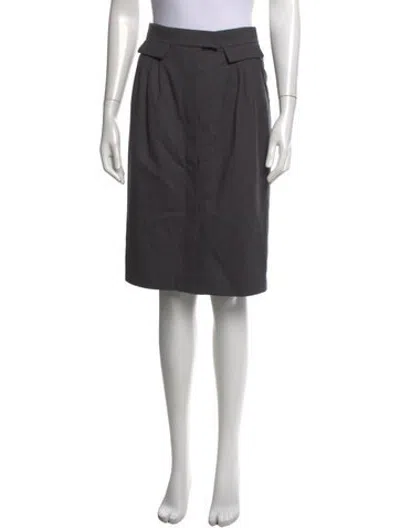Pre-owned Hermes Virgin Wool Knee-length Skirt In Grey