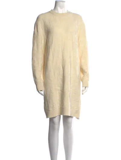 Pre-owned Hermes Virgin Wool Midi Length Dress W/ Tags In Neutrals