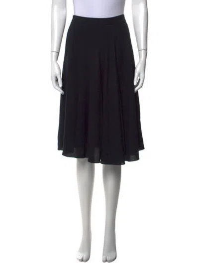 Pre-owned Hermes Virgin Wool Midi Length Skirt In Black