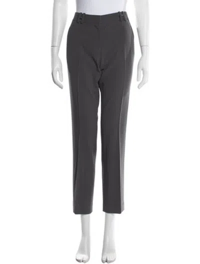 Pre-owned Hermes Virgin Wool Straight Leg Pants In Grey