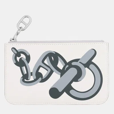 Pre-owned Hermes Hermès Zipengo Chaîne D'ancre Grisper/mangrove/gripantan Swift Leather Card Holder In Blue