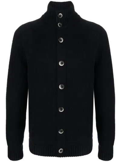 Herno Button-up Wool Cardigan In Blue