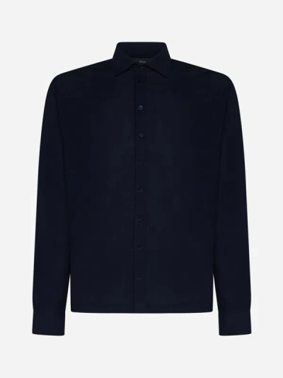 Herno Cotton Shirt In Navy Blue