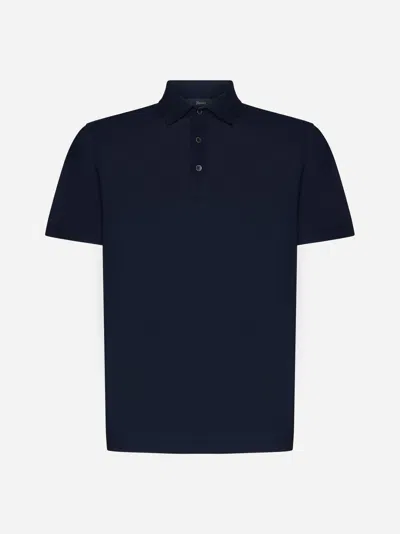 Herno Crepe Cotton Polo Shirt In Blue