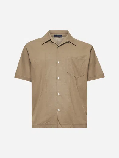 Herno Dove Grey Crepe Voile Jersey Bowling Shirt