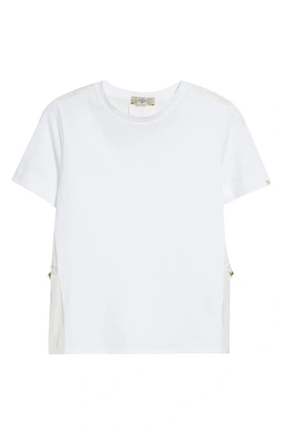 Herno Drawcord Detail Taffeta Panel Cotton T-shirt In 1000 White