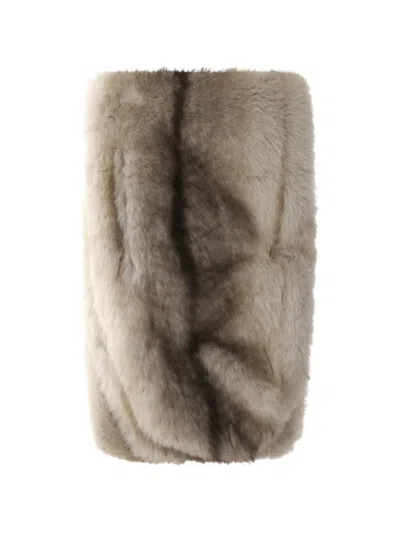 Herno Faux-fur Long-pile Scarf In Neutrals
